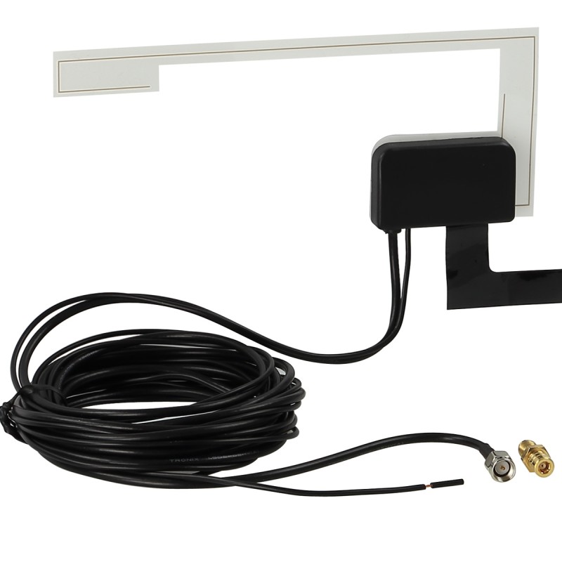 Glasklebeantenne DAB/DAB+ SMA (f) 12V externe Spannung