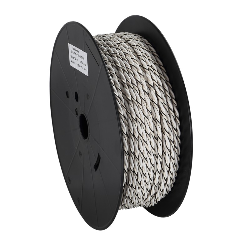 Verdrillte Kabel 2x2.50mm² Weiß/Weiß-Schwarz