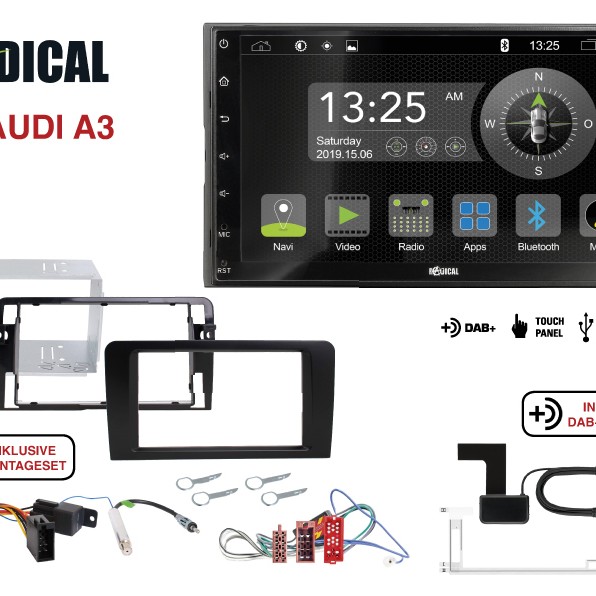 Radical R-D211 2-DIN DAB+ mit Montageset für Audi A3 Teilaktiv