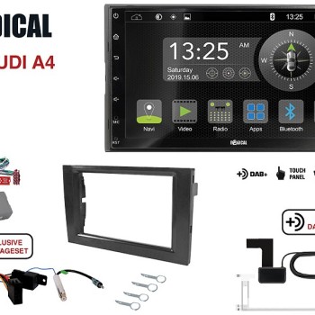 Radical R-D211 2-DIN DAB+ mit Montageset für Audi A4 Vollaktiv
