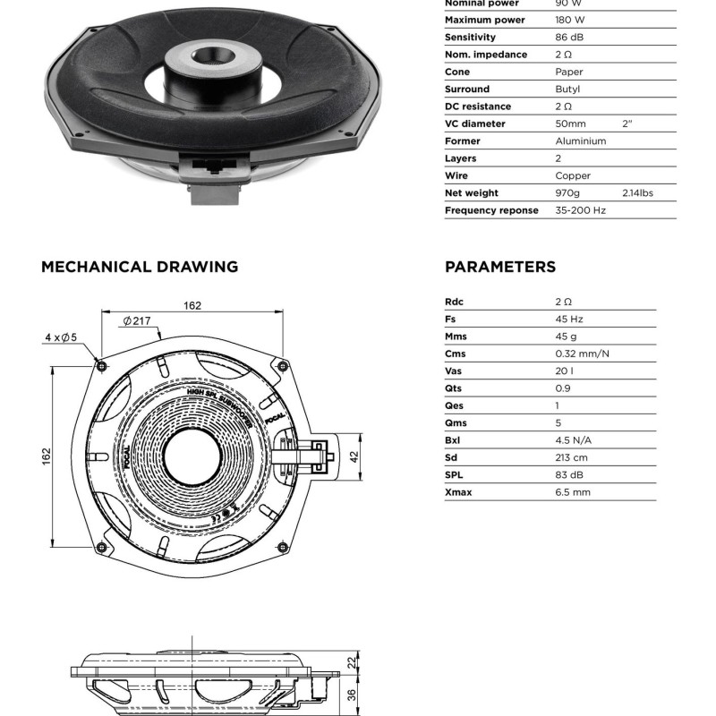 Focal I SUB BMW 2 Inside Subwoofer für BMW 2 Ohm
