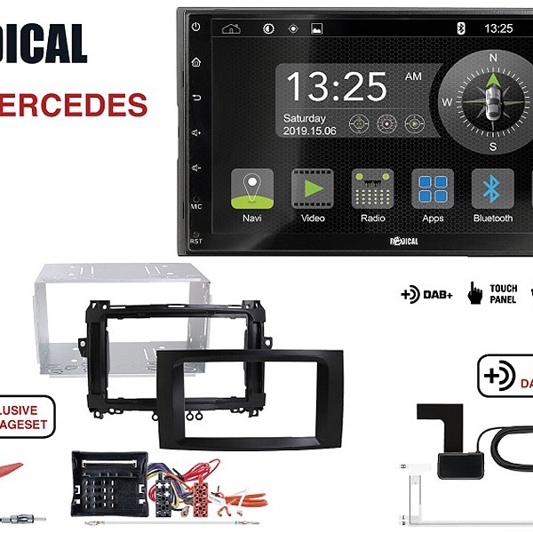 Radical R-D211 2-DIN DAB+ mit Montageset für Mercedes schwarz matt lackiert
