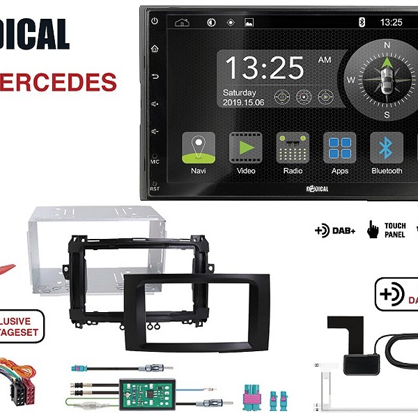 Radical R-D211 2-DIN DAB+ Montageset für Mercedes schwarz matt lackiert
