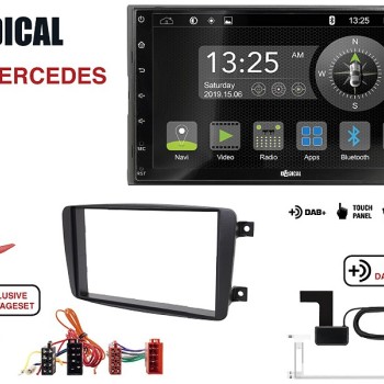 Radical R-D211 2-DIN DAB+ mit  Montageset für Mercedes schwarz nicht lackiert