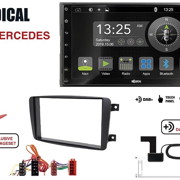 Radical R-D211 2-DIN DAB+ mit  Montageset für Mercedes schwarz nicht lackiert