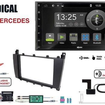 Radical R-D211 2-DIN DAB+ mit Montageset für Mercedes schwarz matt lackiert