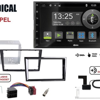 Radical R-D211 2-DIN DAB+ mit Montageset für Opel schwarz glänzend PIANO