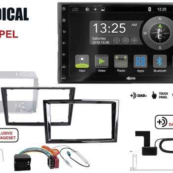 Radical R-D211 2-DIN DAB+ Montageset für Opel schwarz glänzend PIANO