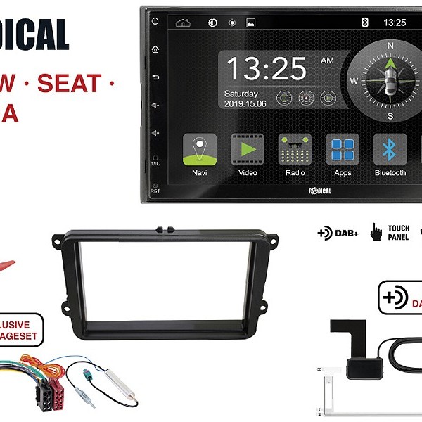 Radical R-D211 2-DIN DAB+ mit Montageset für VW SEAT SKODA