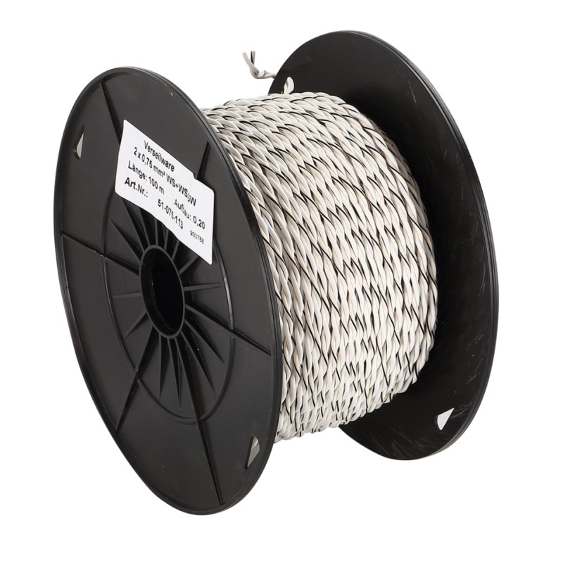 Verdrillte Kabel 2x0.75mm² weiß/weiß-schwarz