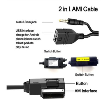 AUX Audio Kabel MDI AMI MMI Interface USB Jack 3,5mm männlichen kabel für Audi A