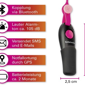 SaferinoGo Notfallpfeife mit Bluetooth+Internet Aufmerksamkeit erregen