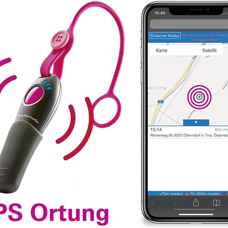 SaferinoGo Notfallpfeife mit Bluetooth+Internet Aufmerksamkeit erregen