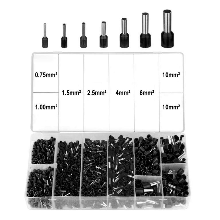 Aderendhülsen Sortiment, 0.75mm² bis 10mm², schwarze Isolierung