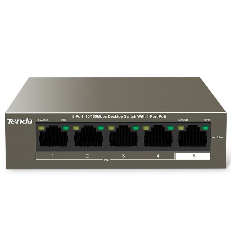 Tenda TEF1105P-4-63W 5-Port 100 MBit/s Desktop Switch mit 4-Port PoE