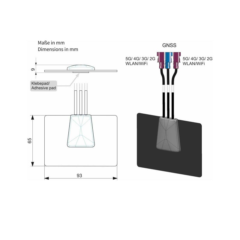 ATTB 4579.01 4579.01 Klebeantenne (LTE, 5G, GNSS/GPS/GLONASS/Galileo/Beidou, WLA