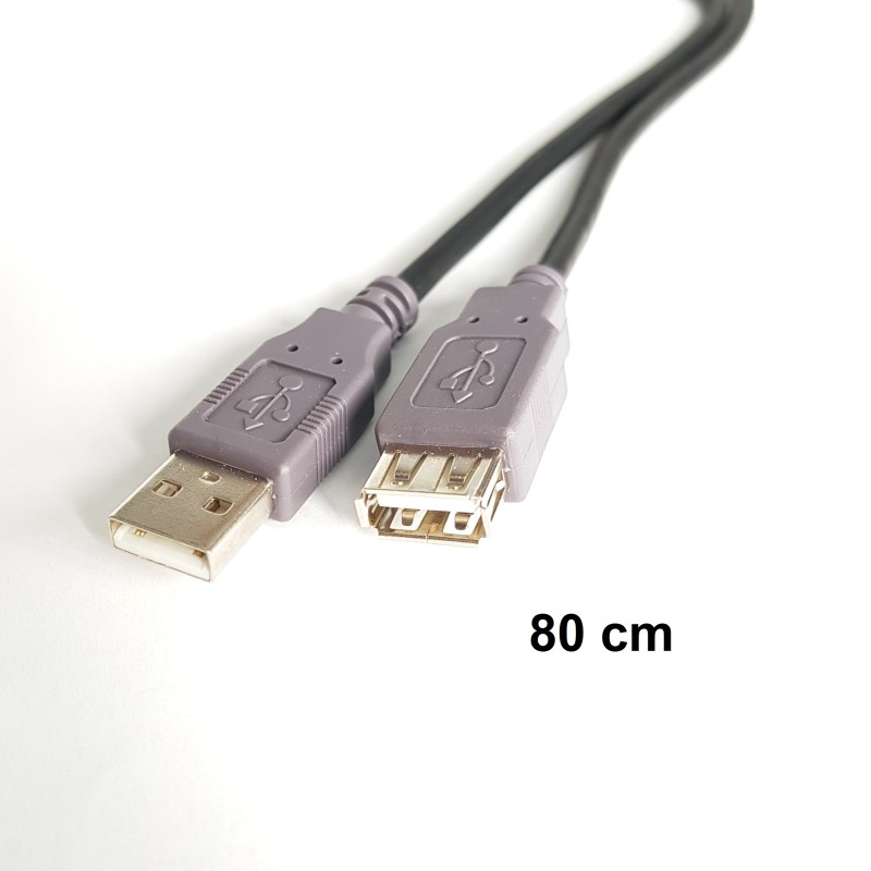 Robustes USB 2.0 Verlängerungskabel 80cm - A Stecker zu A Buchse - Grau