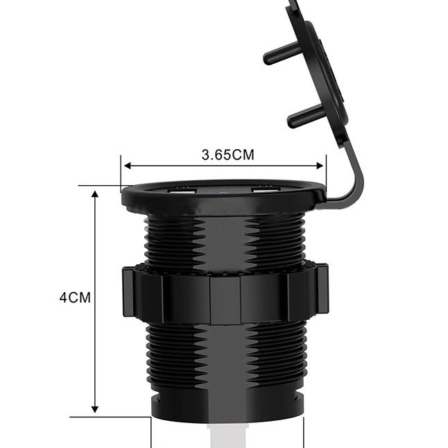 USB Ladeadapter 12V/24V 2 X 5V 2.1A zur Installation / Grün