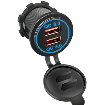 USB Ladeadapter 12V/24V 2 X 5V 2.1A zur Installation / Blau