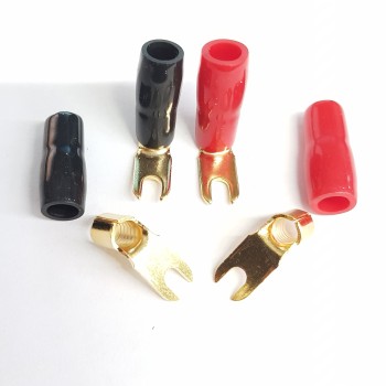 HA66 2 Stk Rot / 2 Stk Schwarz 90° Winkel Kabelschuh 8mm