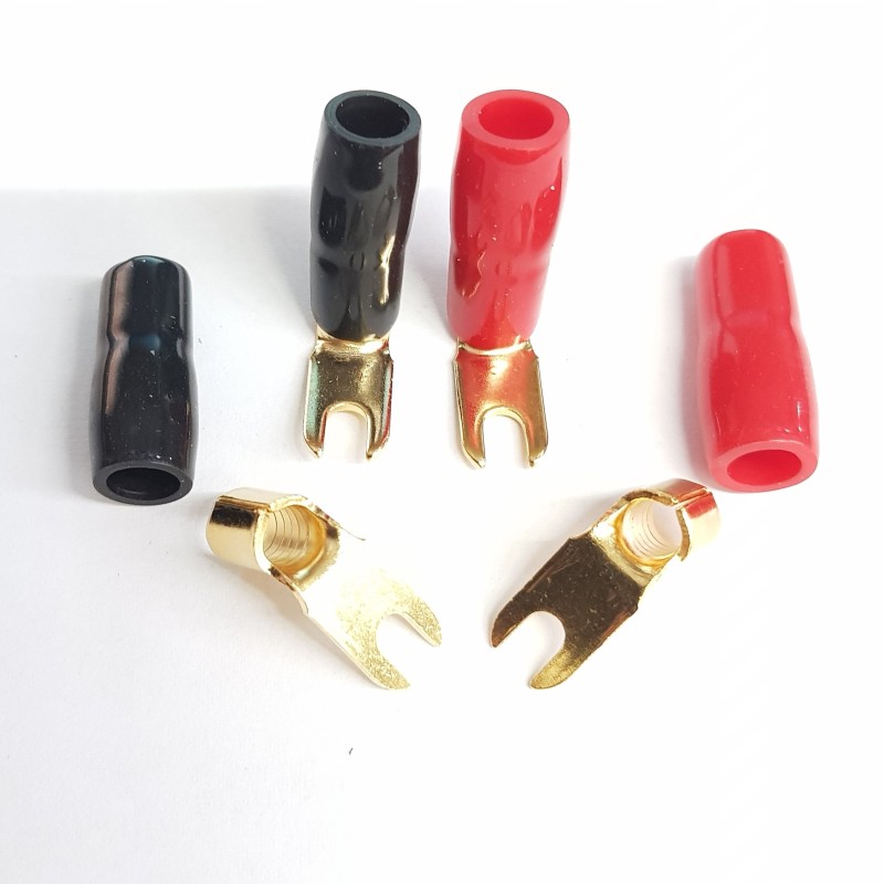 HA66 2 Stk Rot / 2 Stk Schwarz 90° Winkel Kabelschuh 8mm