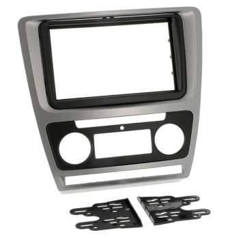 Radioblende SKODA Octavia (1Z) ab 2009-13 2DIN silver metallic Klimaautomatik