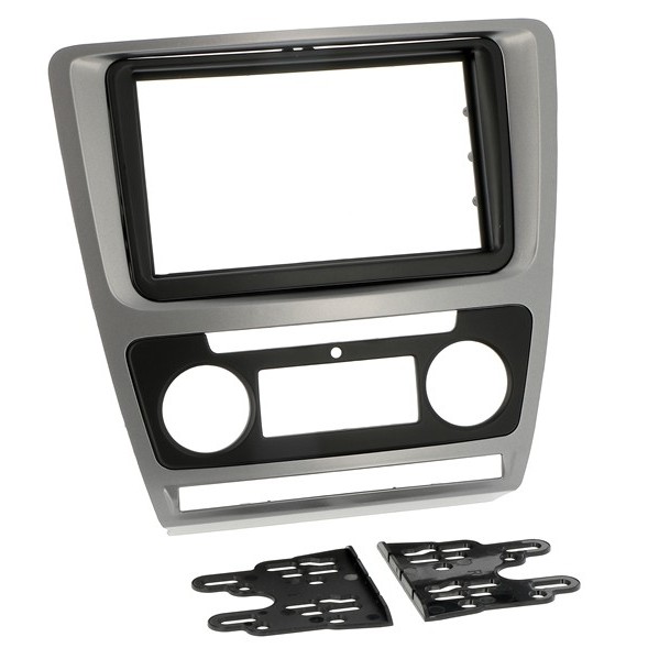 Radioblende SKODA Octavia (1Z) ab 2009-13 2DIN silver metallic Klimaautomatik