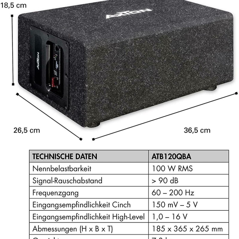 AXTON ATB120QBA CUBE Bassreflex-Aktivsubwoofer 20 cm / 8 Zoll