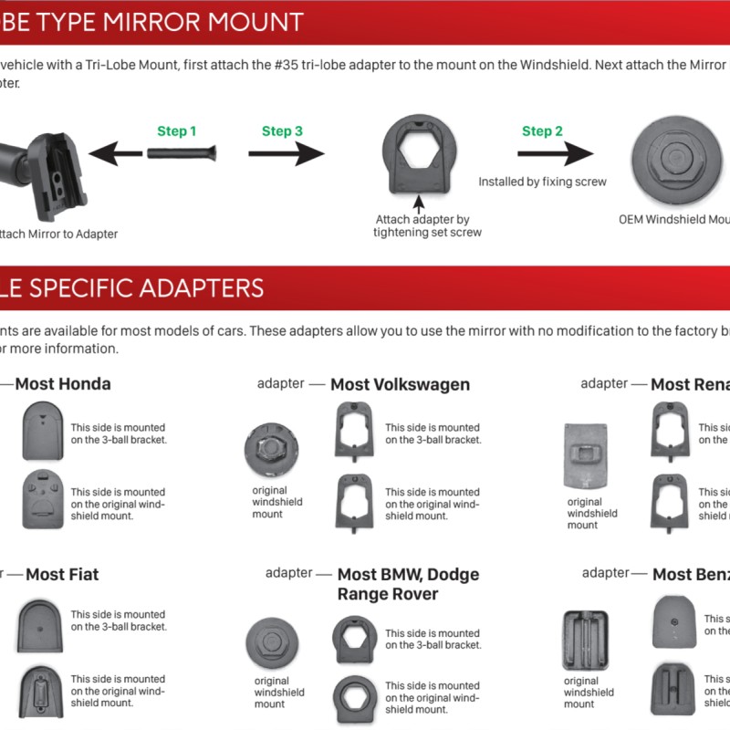 Spiegelmonitor Scheibenhalter universal