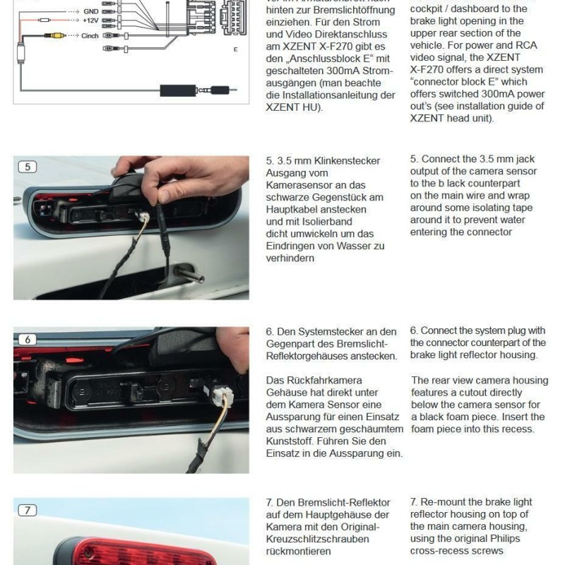XZENT X-RVC290-MK2 Brake Light Cam Fiat Ducato