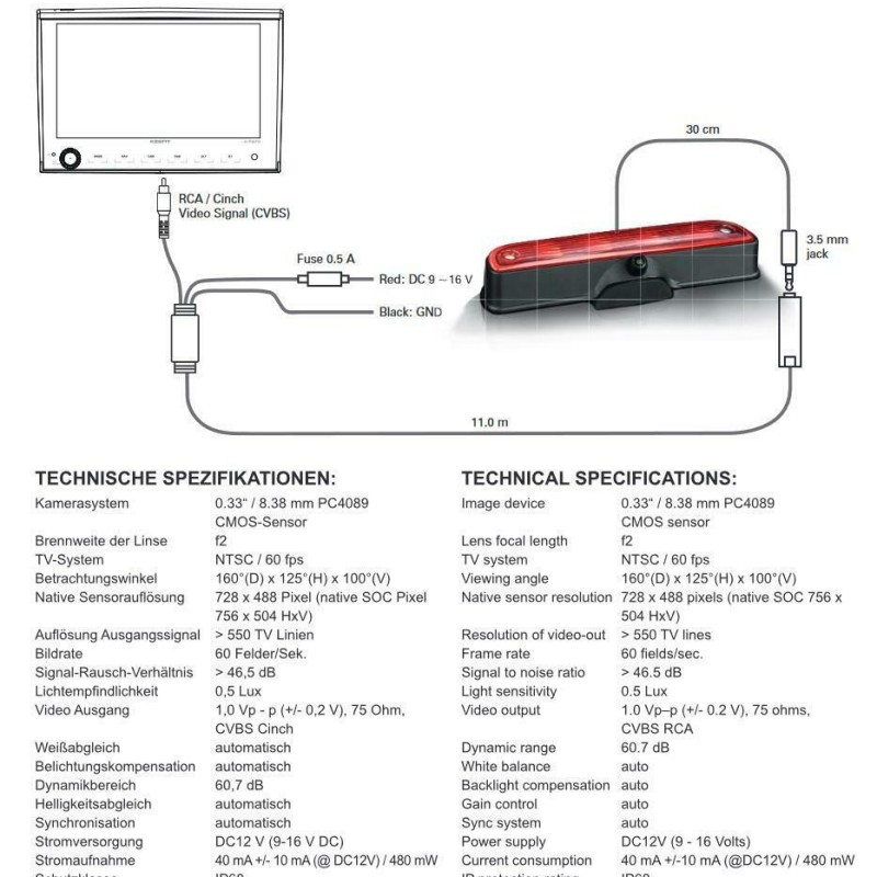 XZENT X-RVC290-MK2 Brake Light Cam Fiat Ducato