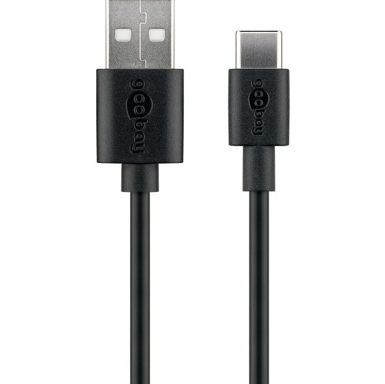 USB-A Kabel auf USB-C Stecker, 1m, schwarz