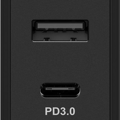 230V Netzteil mit USB-A & USB-C Buchsen, 30 Watt, schwarz