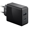 230V Netzteil mit USB-A & USB-C Buchsen, 30 Watt, schwarz