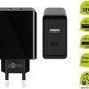 230V Netzteil mit USB-A & USB-C Buchsen, 30 Watt, schwarz