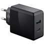 230V Netzteil mit USB-A & USB-C Buchsen, 30 Watt, schwarz