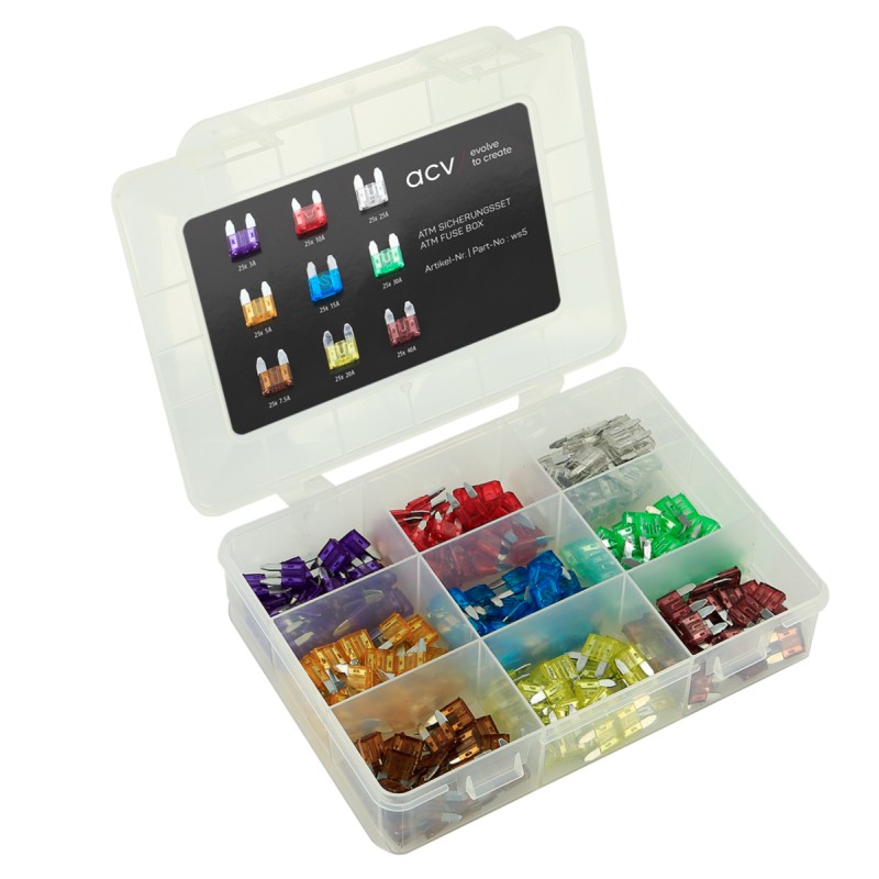 Werkstattsortiment Sicherungen ATM 3A-40A 225 Stück/Box