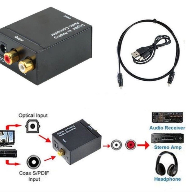 Digital Optical Toslink auf Analog RCA Audio Converter Adapter