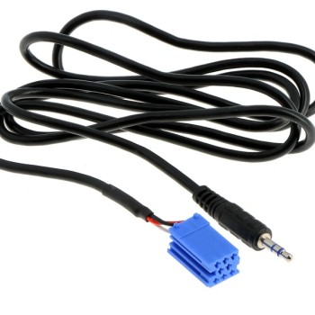 AUX IN Adapter ALFA ROMEO LANCIA FIAT ab 2007 Mini ISO blau - Klinke