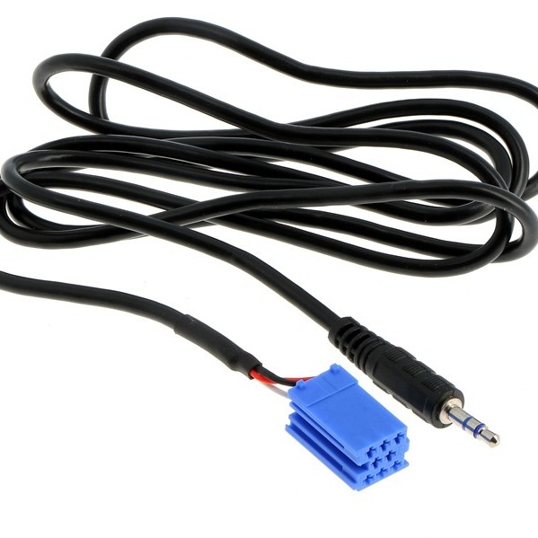 AUX IN Adapter ALFA ROMEO LANCIA FIAT ab 2007 Mini ISO blau - Klinke