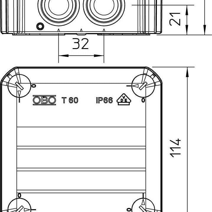 Kabelabzweigkasten T60 BET 114 mm x 114 mm