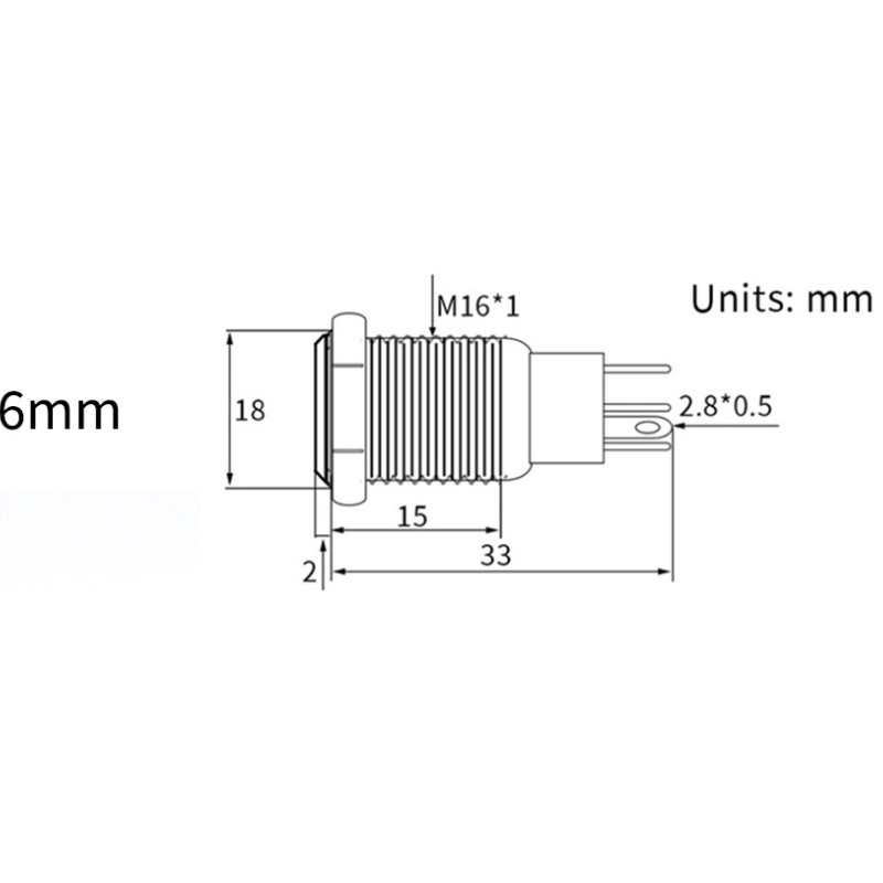 12V 16mm LED Druckknopf Taster Gelb