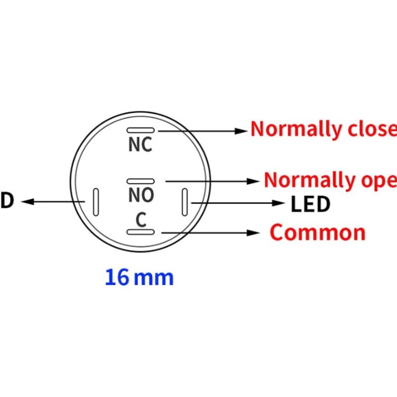 12V 16mm LED Druckknopf Taster Gelb