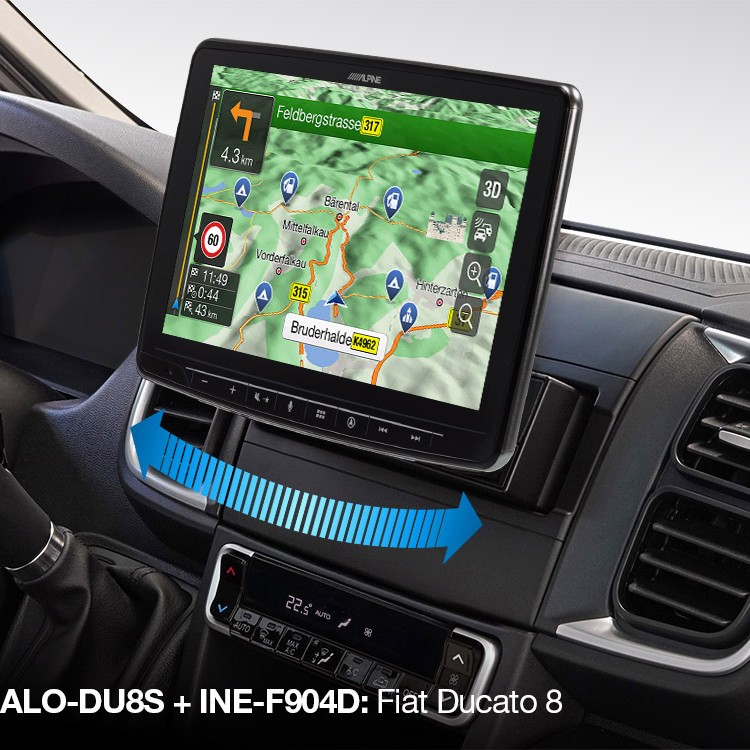 Alpine KIT-HALO-DU8S - Schwenkbarer Einbausatz mit Interface für Fiat Ducato 8