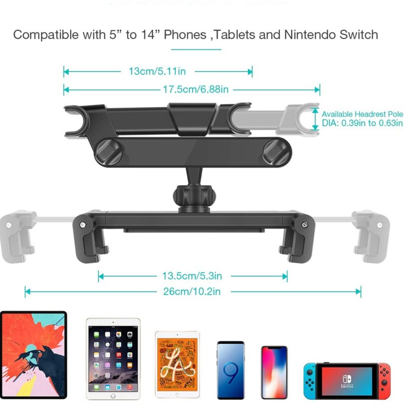 Tablet-Halterung für die Kopfstütze im Auto für 4,7-12,5 Zoll