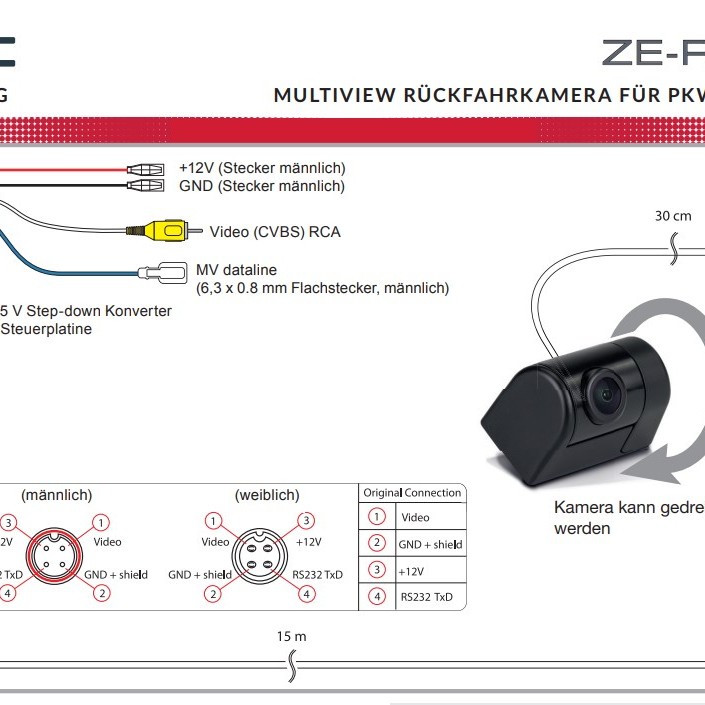 Zenec -RVC80MV Multiview Rückfahrkamera für PKWs und Reisemobile